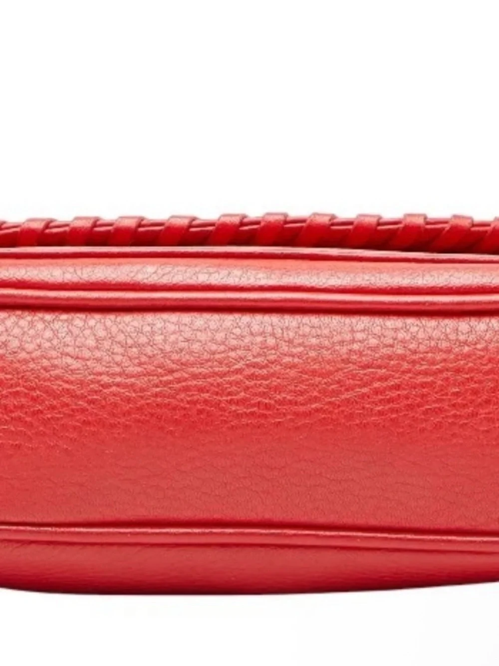 Tory Burch Red Pebbled Leather Whipstitch Crossbody